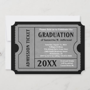 Ticket Invitation Black and Grey Afstuderen Kaart