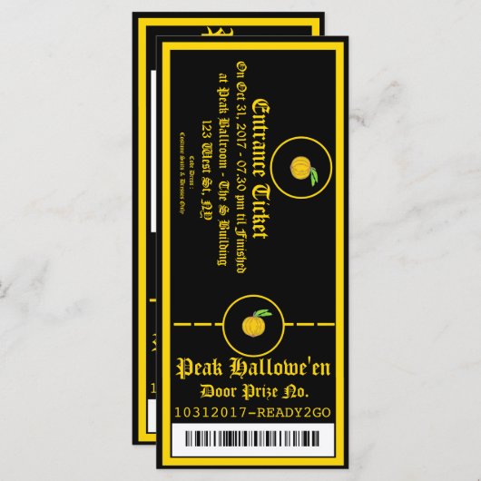 Ticket Invitation for Halowe'en Party 1 (Voorkant / Achterkant)