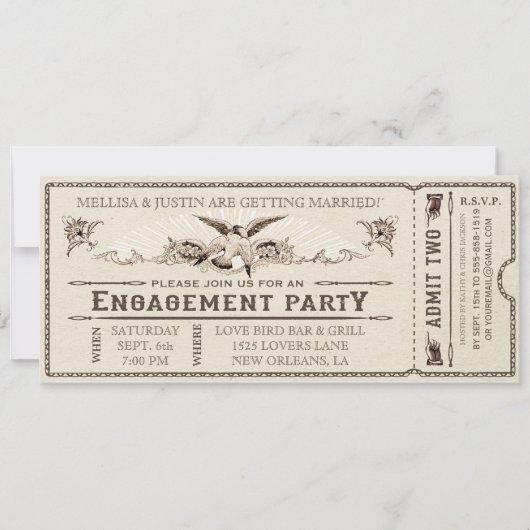 Ticket Invitation II van de Engagement Party Kaart (Voorkant)