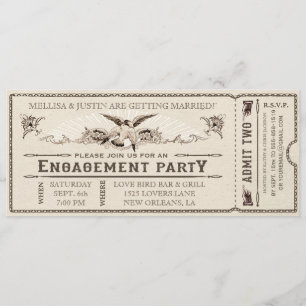 Ticket Invitation II van de Engagement Party Kaart