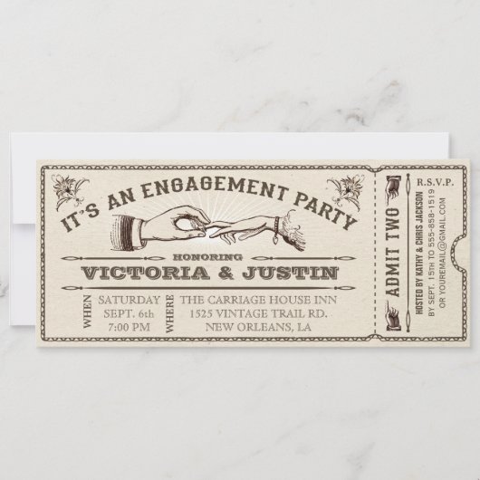Ticket Invitation III van de Engagement Party Kaart (Voorkant)