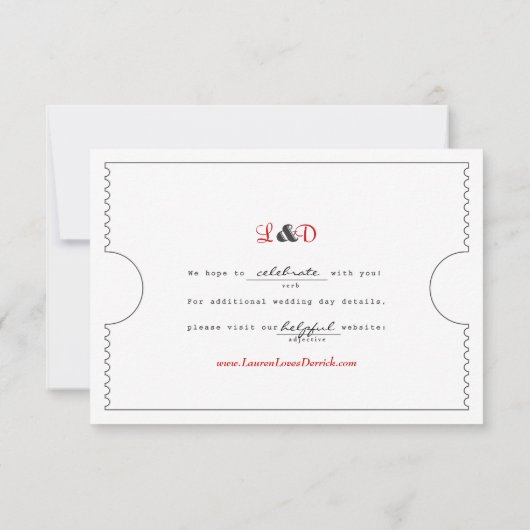 Ticket Libs-reactiekaart RSVP Kaartje (Achterkant)