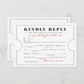 Ticket Libs-reactiekaart RSVP Kaartje (Voorkant / Achterkant)