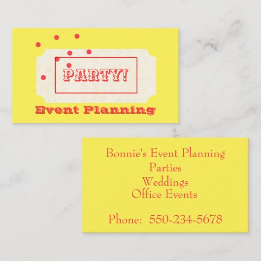 Ticket naar een Party Visitekaartje (Voorkant / Achterkant)