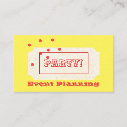 Ticket naar een Party Visitekaartje (Voorkant)