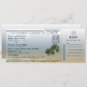 Ticket naar Paradise Bruiloft Bestemming Uitnodigi Kaart (Voorkant / Achterkant)