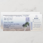 Ticket naar Paradise Bruiloft Bestemming Uitnodigi Kaart (Voorkant / Achterkant)