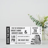 Ticket ontwerp Bewaar de datum fotokaart Save The Date (Staand voorkant)