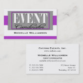 Ticket Paarse Visitekaartjes voor gebeurteniscoörd (Voorkant / Achterkant)