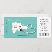 Ticket Pass Destination Dominican Republic Wedding Kaart (Voorkant)