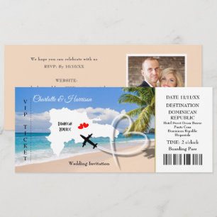 Ticket Pass Destination Dominican Republic Wedding Kaart