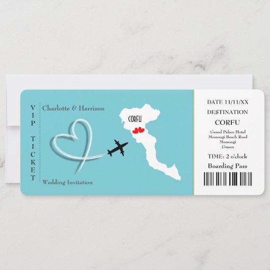 Ticket Pass Wedding Destination Corfu Kaart (Voorkant)