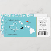 Ticket Pass Wedding Destination Hawaii Kaart (Voorkant / Achterkant)