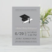 Ticket Pet & Diploma Afstuderen Uitnodigen: Zilver Kaart (Staand voorkant)