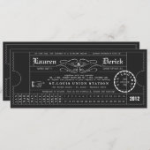 Ticket Punch Card Tea Length Invitation in Black Kaart (Voorkant / Achterkant)