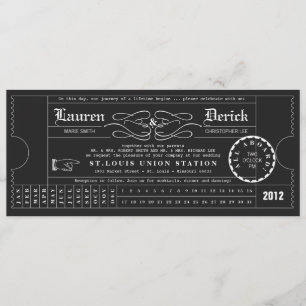 Ticket Punch Card Tea Length Invitation in Black Kaart
