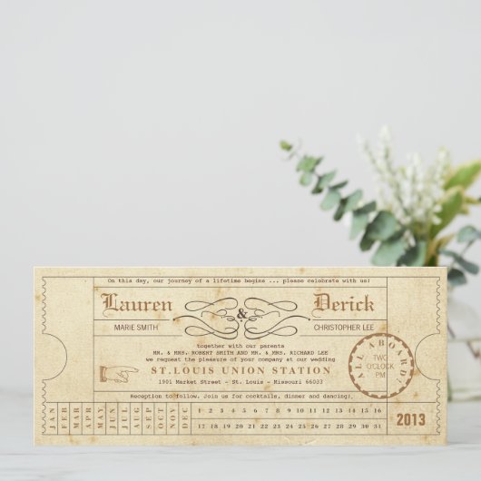Ticket Punch Card Tea Length Uitnodiging (Staand voorkant)