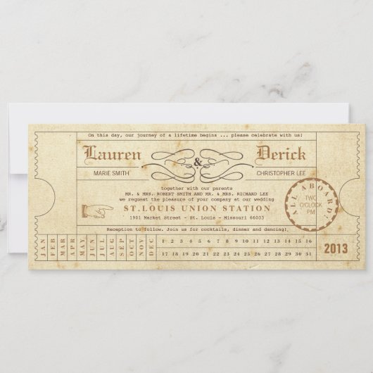  Ticket Punch Card Tea Length Uitnodiging (Voorkant)