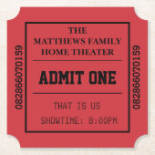 Ticket Red Home Theater Persoonlijke film Kartonnen Onderzetters (Voorkant)