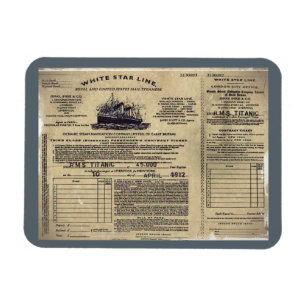 Ticket RMS Titanic 1912 Magneet