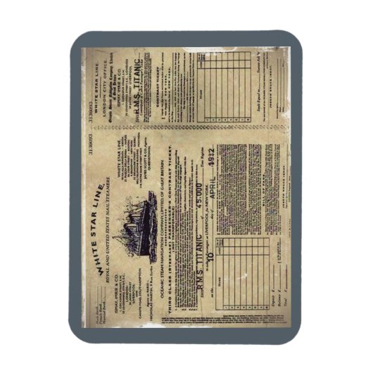 Ticket RMS Titanic 1912 Magneet (Verticaal)