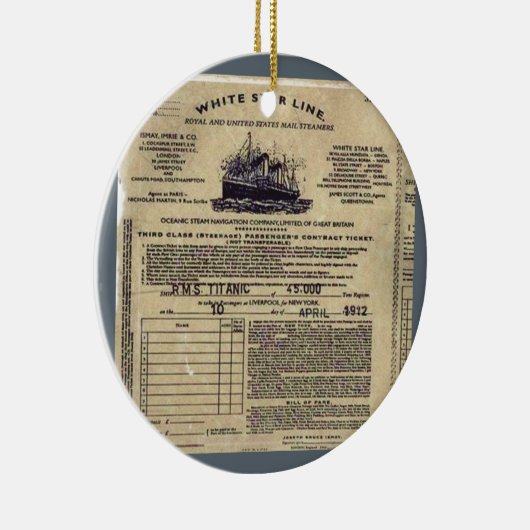 Ticket RMS Titanic Keramisch Ornament (Rechts)