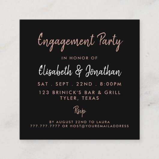 Ticket roos Gold Foil & Script Engagement Party (Voorkant)