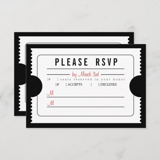  Ticket RSVP in zwart (Voorkant / Achterkant)