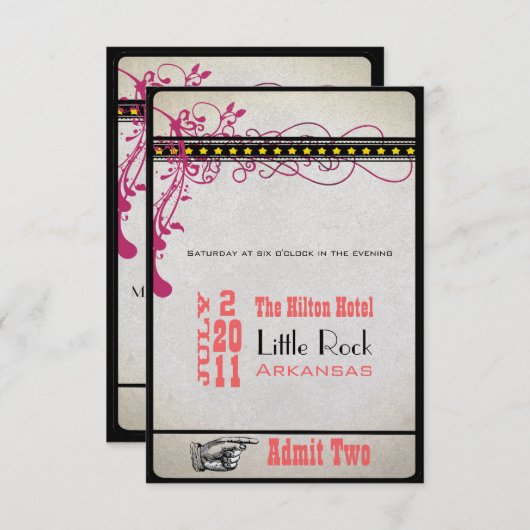 Ticket RSVP voor afspeelbiljetten (3,5 x 5) Kaart (Voorkant / Achterkant)