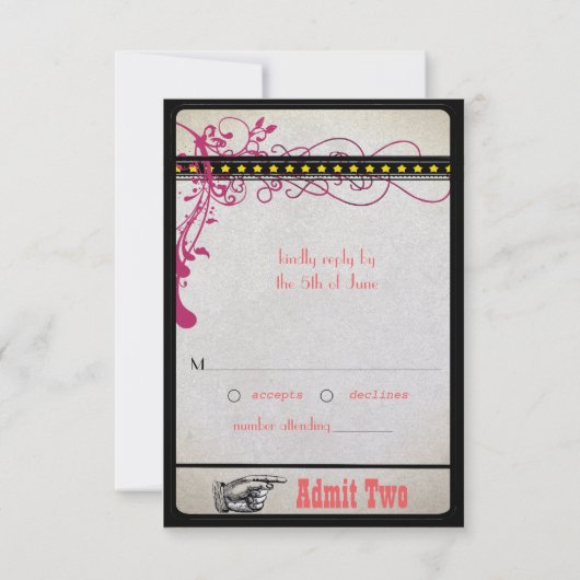 Ticket RSVP voor afspeelbiljetten (3,5 x 5) Kaart (Achterkant)