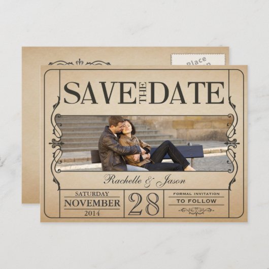 Ticket Sla de datum op Aankondigingskaart (Voorkant / Achterkant)