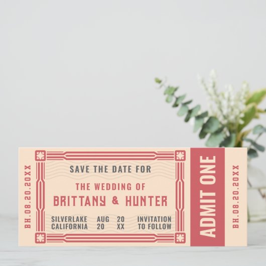  Ticket Sla de datum op Save The Date (Staand voorkant)