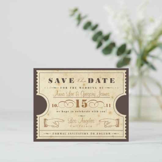 Ticket sparen de Datum Save The Date (Staand voorkant)