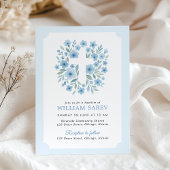 Ticket stijl doop uitnodiging in blauw