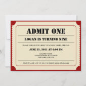 Ticket Stub Party Invitation Kaart (Voorkant)