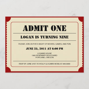 Ticket Stub Party Invitation Kaart