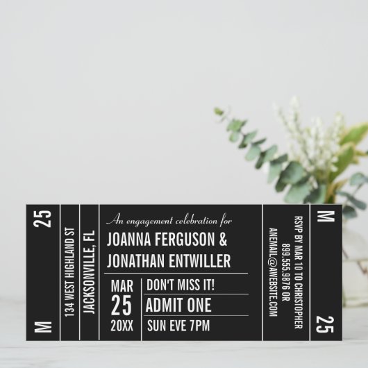 Ticket Stub Party Uitnodiging (Staand voorkant)