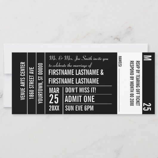 Ticket Stub White Area Party Kaart (Voorkant)