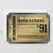 Ticket Style Black/Gold Class Reunion Kaart (Voorkant)