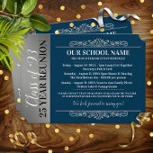 Ticket Style Blue/White Class Reunion Invitation Kaart