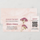 Ticket Style bruiloft Uitnodiging met Rsvp QR code (Voorkant / Achterkant)