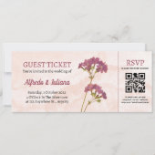 Ticket Style bruiloft Uitnodiging met Rsvp QR code (Voorkant)
