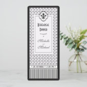 Ticket Style Fleur de Lis Rehearsal Dinner Kaart (Staand voorkant)