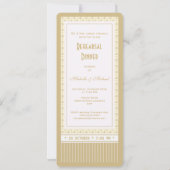 Ticket Style Gold Fleur de Lis Rehearsal Dinner Kaart (Achterkant)