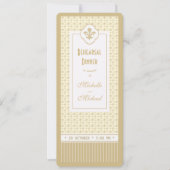 Ticket Style Gold Fleur de Lis Rehearsal Dinner Kaart (Voorkant)