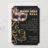Ticket Style Mardi Gras Ball Gala Party Fundraiser Kaart (Voorkant)