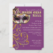 Ticket Style Mardi Gras Ball Gala Party Fundraiser Kaart (Voorkant)