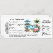 Ticket-Style Pool Party Invitation – Birthday Bash Kaart (Voorkant / Achterkant)