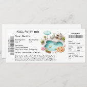 Ticket-Style Pool Party Invitation – Birthday Bash Kaart (Voorkant / Achterkant)