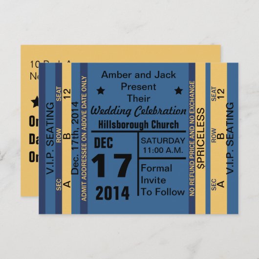 Ticket to Fun Save the Date Briefkaart (Voorkant / Achterkant)